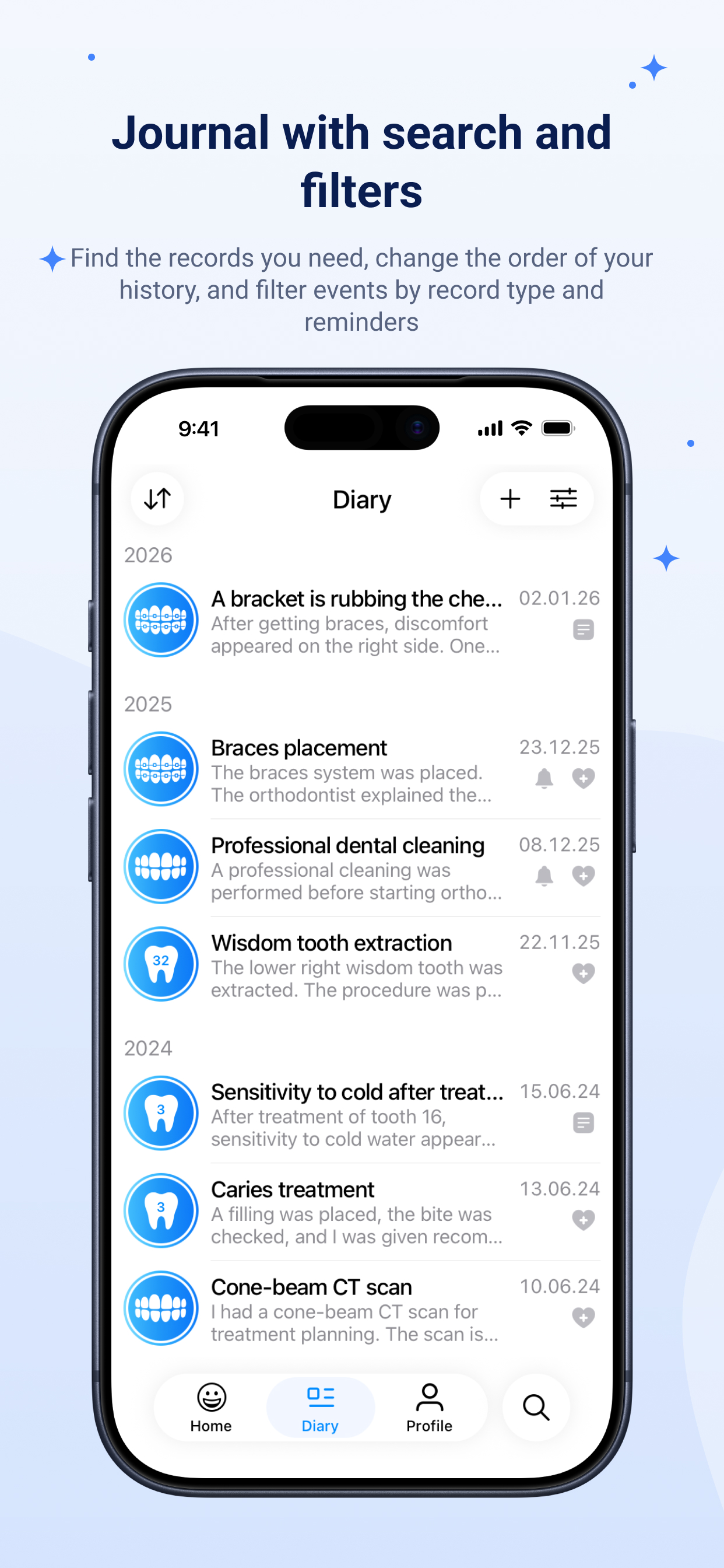 All events in one diary
