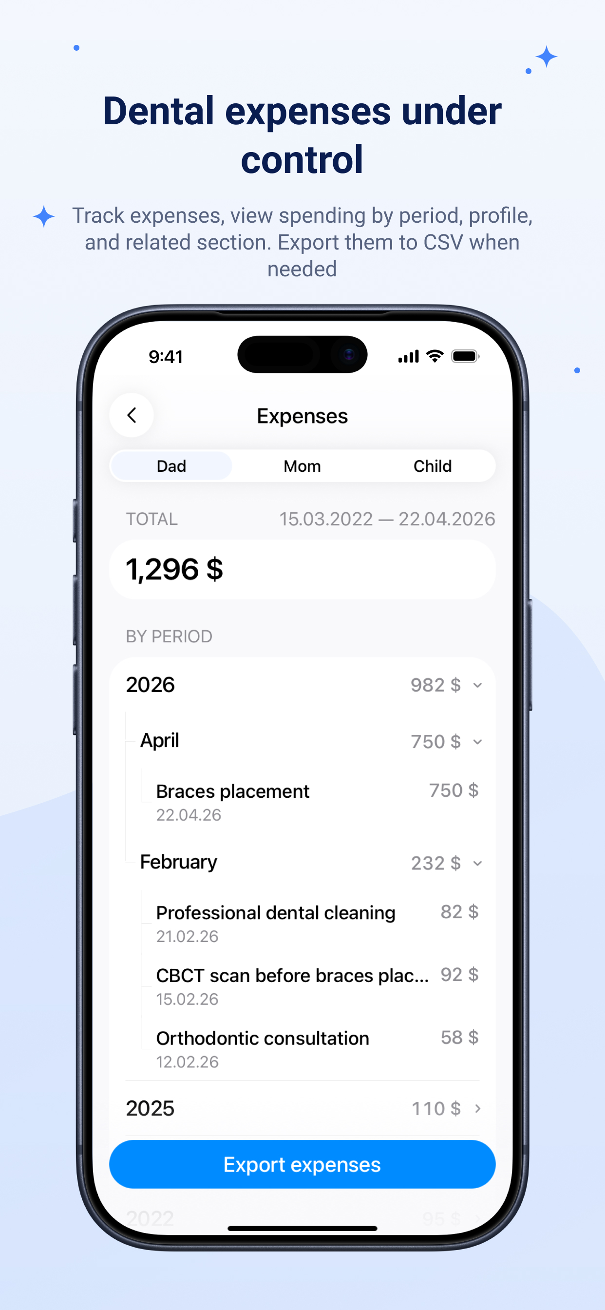 Export your dental chart to PDF